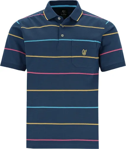 Hajo - Poloshirt Premium - heren- donkerblauw gestreept