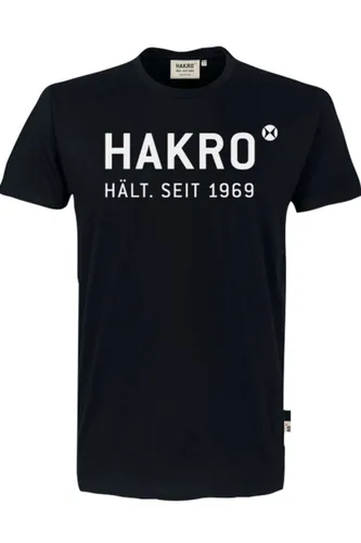 HAKRO Regular Fit T-Shirt ronde hals zwart, Bedrukt