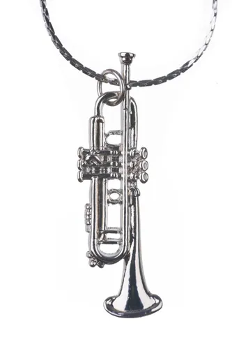 Halsketting trompet verzilverd