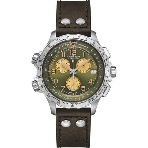 Hamilton Aviation H77932560 Khaki X-Wind GMT Horloge