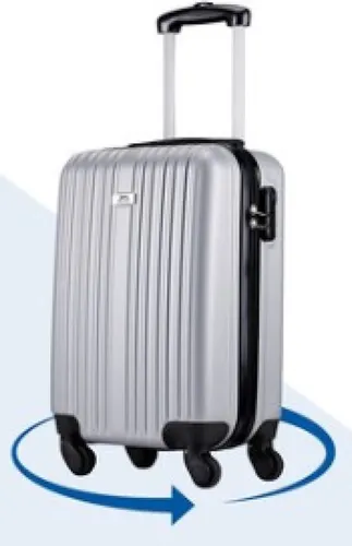 handbagage koffer - handbagage trolley - koffer handbagage lichtgewicht - zilver + Gratis slaapmasker en nekkussen