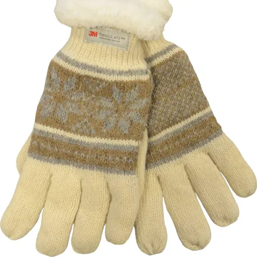 Handschoenen dames 3M Thinsulate met manchet ivoor (wit) - 50% wol