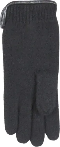 Handschoenen dames van 100% wol en met echt leren randje zwart