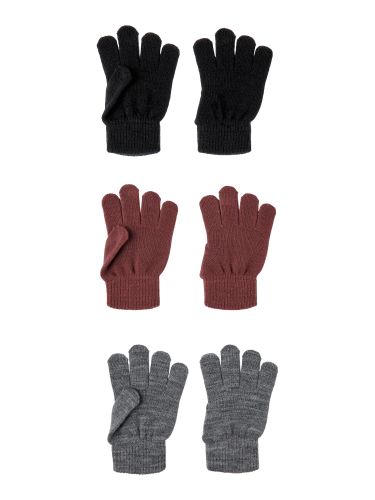 Handschoenen 'Magic'  grijs gemêleerd / karmijnrood / zwart
