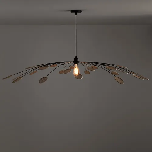 Hanglamp in metaal en rotan Ø138 cm, Léonie