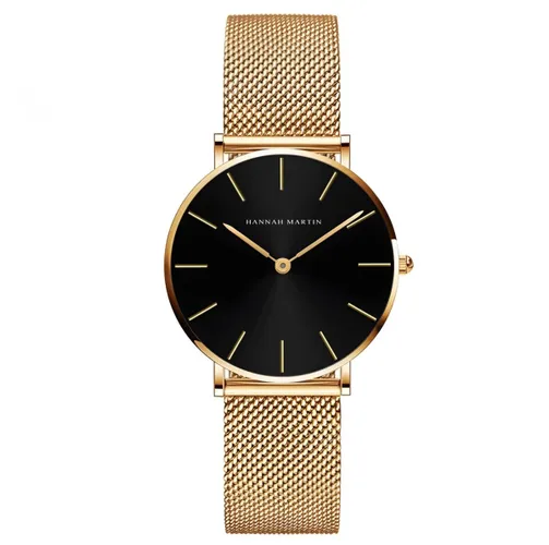 Hannah Martin Elegante Horloge | Goud | Zwart Wijzerplaat | Borasi | Dames Horloges | Vrouwen Horloges | Best Verkochte Horloges | Leuke Cadeau | Cade...