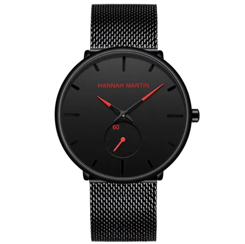 Hannah Martin Elegante Horloge | Zwart | Zwart & Rood Wijzerplaat | Heren Horloges | Mannen Horloges | Best Verkochte Horloges | Leuke Cadeau | Cadeau...