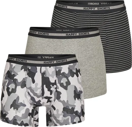 Happy Shorts 3-Pack Boxershorts Heren Camouflage Print Grijs