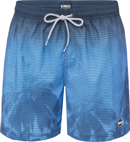 Happy Shorts Heren Zwemshort Faded Palmboom Print Blauw
