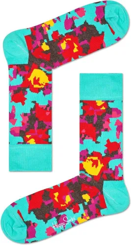 Happy Socks Abstract Flower Sokken - Turkooise/Rood