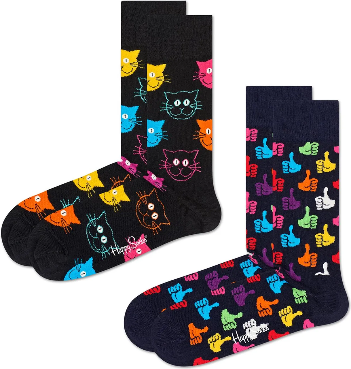 Happy Socks Dames Heren Sokken Classic Cat Socks 2-Pack