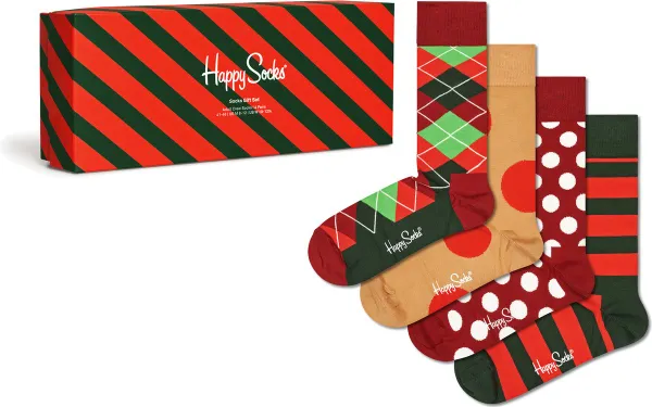 Happy Socks Dames / Heren Sokken Holiday Classics Giftbox 4-Pack
