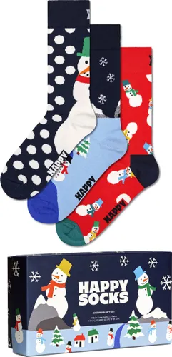 Happy Socks Dames Heren Sokken Sneeuwpop Giftbox Kerstsokken 3-Pack