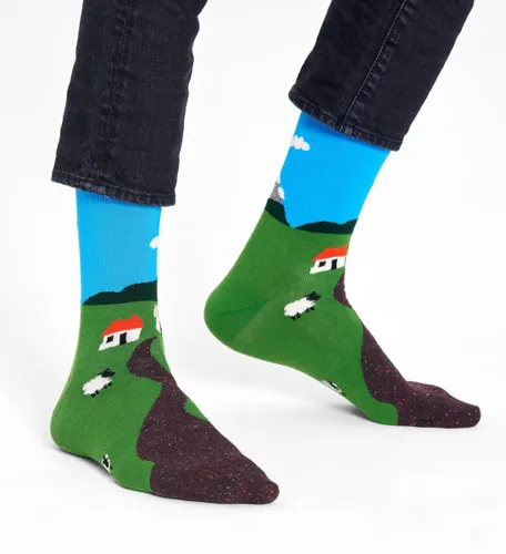 Happy Socks Little House Sokken Heren Groen Blauw