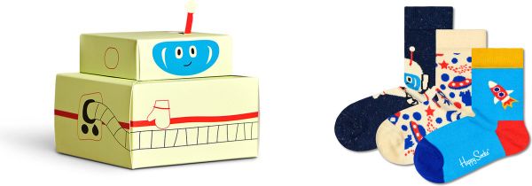 Happy Socks XKAST08-2200 3-Pack Kids Astronaut Socks Gift Set