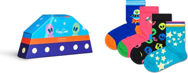 Happy Socks XKSPC09-0200 4-Pack Kids Space Socks Gift Set