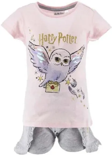 Harry Potter - meisjes - shortama - pyjama - voor kinderen - van zacht katoen - 2-delige set voor kinderen- roze/grijs