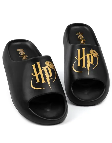 HARRY POTTER Sliders gegoten zwarte sandalen met gouden HP