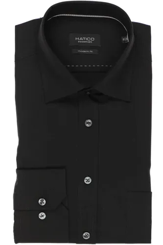 Hatico Modern Fit Overhemd zwart, Effen