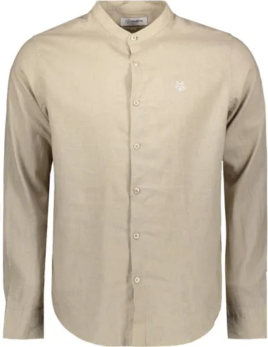 Haze & Finn Overhemd Linen Shirt Mandarin Mc19 0114 Simply Taupe Mannen