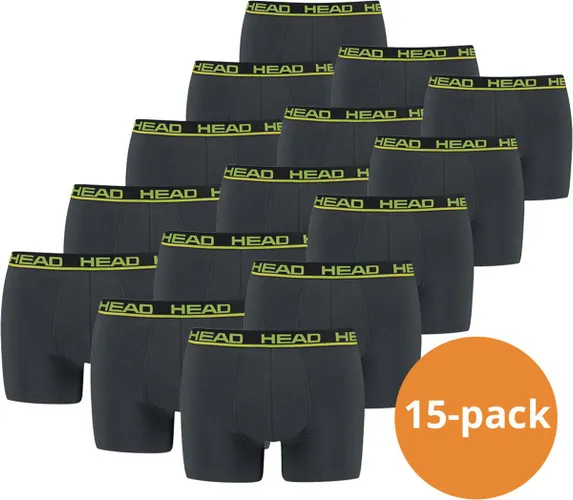 HEAD Boxershorts Basic Phantom / Lime Punch - 15-pack Grijze heren boxershorts
