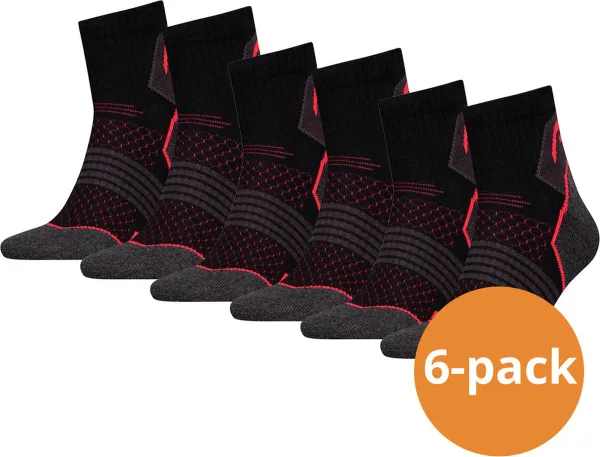HEAD Wandelsokken - Hiking Quarter sokken - 6-paar halfhoge wandel sokken Unisex - Black/Red