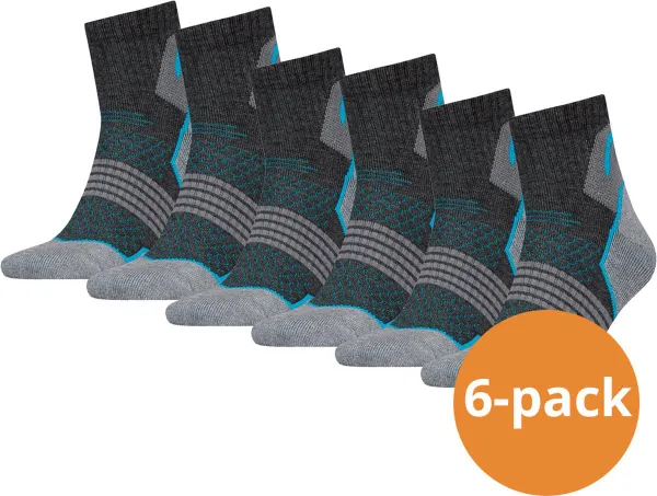 HEAD Wandelsokken - Hiking Quarter sokken - 6-paar halfhoge wandel sokken Unisex - Grey/Blue