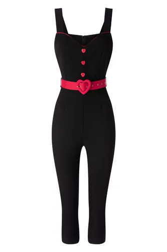 Heart Buckle capri jumpsuit in zwart
