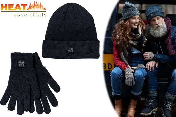 Heat Essentials - Thermo Winter Set - Muts Dames en Handschoenen Dames - Handschoenen Winter - Navy - S/M