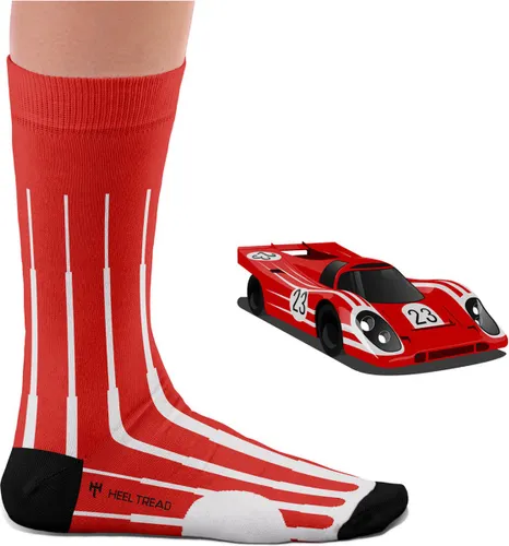 Heel Tread 917 K sokken - Porsche 917K - gestreepte sokken - fun sokken - Le Mans - Rood/Wit