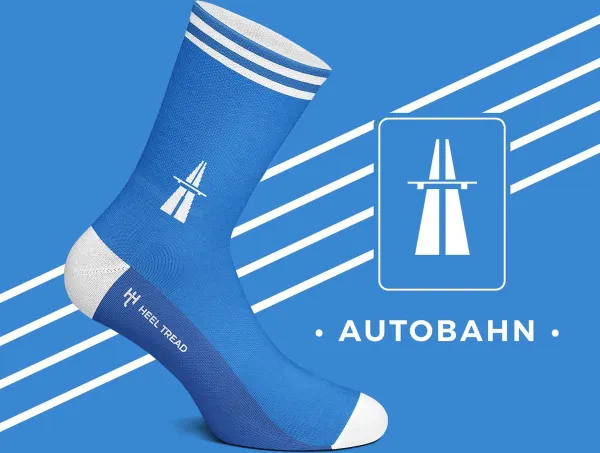 Heel Tread Autobahn - Snelweg - Blauw - fun sokken - Auto sokken