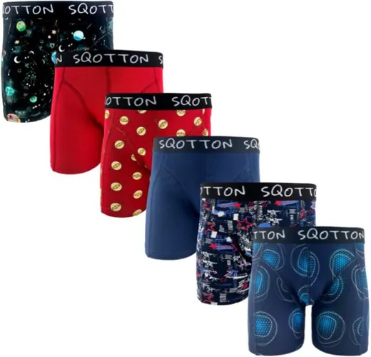 Heren boxershorts - SQOTTON® - 6 stuks - Scribble/Stars Maat XL