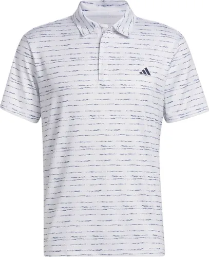 Heren Golfpolo Adidas Stripe Zip Wit Navy