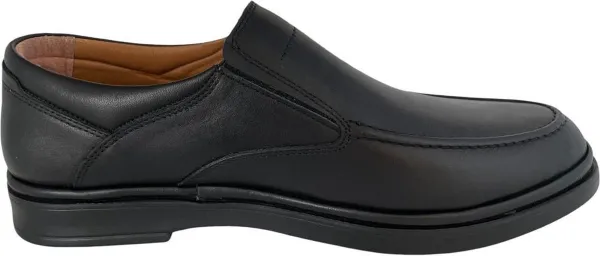 Heren instapper- Nette Schoenen voor Mannen- Comfort schoen met lichte zool 3734- Leather- Zwart
