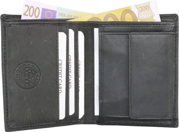 Heren portemonnee leer zwart - platte portemonnee - RFID anti-skim - plat model