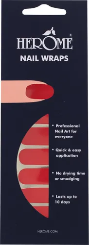 Herome Nail Wraps Red - Nagelstickers - Nail Art - Zonder Droogtijd - 2x10 stickers - Cadeau - Nail art stickers - Nagellak stickers