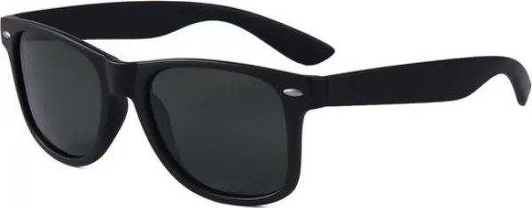 Hidzo Zonnebril - UV400 - Mat Zwart - Zwarte glazen - Inclusief Brillenkoker