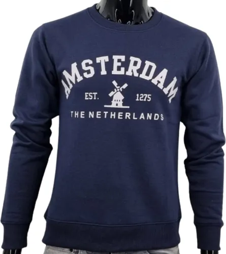 Hitman - Heren Trui - Heren Sweater - Holland Souvenir - Amsterdam Souvenir - Amsterdam Sweater - Blauw