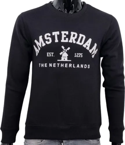 Hitman - Heren Trui - Heren Sweater - Holland Souvenir - Amsterdam Souvenir - Amsterdam Sweater - Zwart