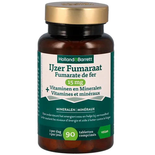 Holland & Barrett IJzer Fumaraat 15mg + Vitaminen en Mineralen - 90 tabletten