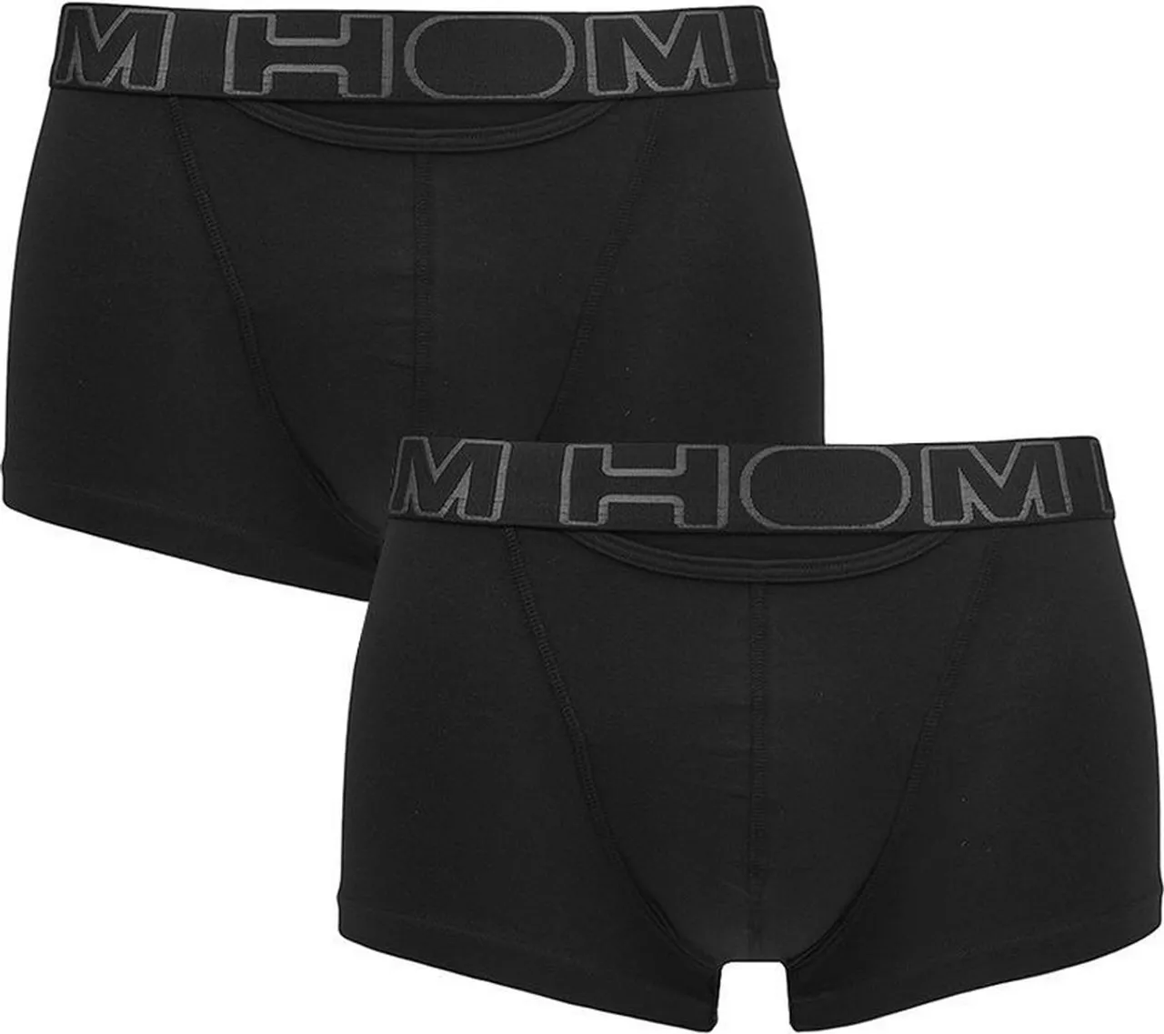 HOM HO1 boxer briefs (2-pack) - heren boxer kort met horizontale gulp - zwart
