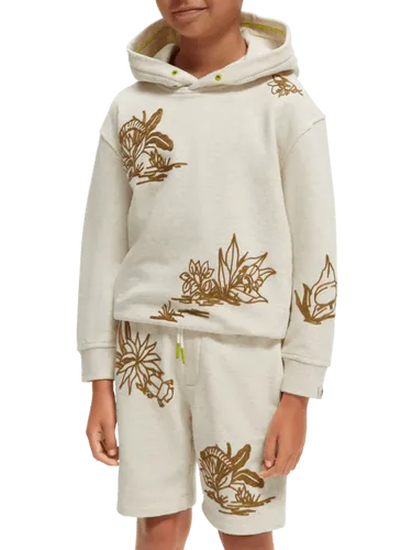 Hoodie with placed embroideries in Organic Cotton - Maat 8 - Multicolor - Jongen - Trui - Scotch & Soda
