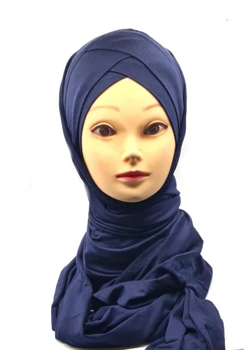 Hoofddoek, Elegante Blauwe hoofddoek, Mooie hijab