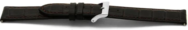 Horlogeband F332 Leder Croco Mat Bruin 18x16 mm