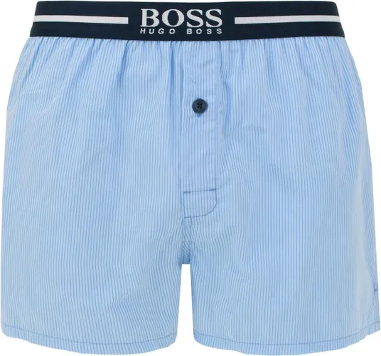 HUGO BOSS boxershorts woven (2-pack) - heren boxers wijd model - lichtblauw met wit geruit en gestreept