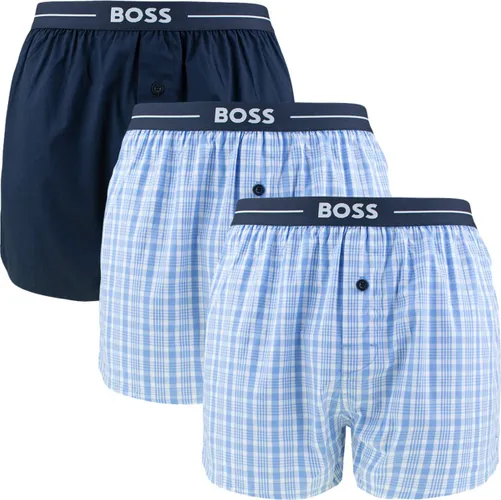 HUGO BOSS boxershorts woven (3-pack) - heren boxers wijd model - blauw