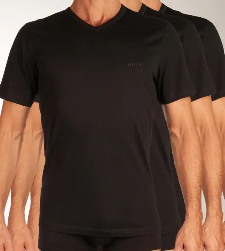 HUGO BOSS Classic T-shirts regular fit (3-pack) - heren T-shirts V-hals - zwart