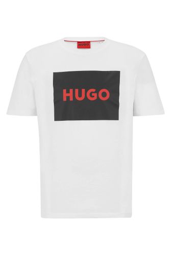 HUGO Heren Dulive222 T-shirt van katoen met rood logo-label