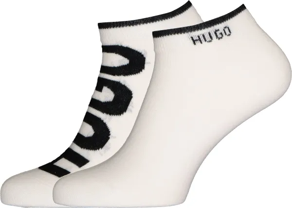 HUGO logo sokken (2-pack) - heren enkelsokken - wit