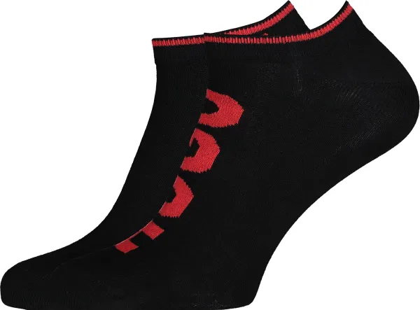 HUGO logo sokken (2-pack) - heren enkelsokken - zwart